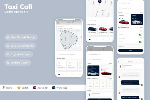 Taxi Call Mobile App UI Kit
