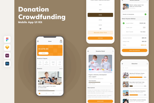 Donation & Crowdfunding Mobile App UI Kit