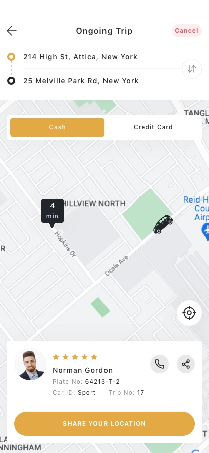 Taxi Booking Mobile App UI Kit - Screenshot 3