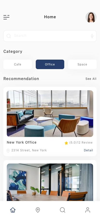 Working Space Finder Mobile App UI Kit - Screenshot 1