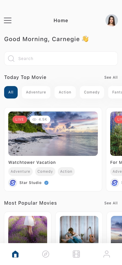 Cinema Streaming Mobile App UI Kit - Screenshot 1
