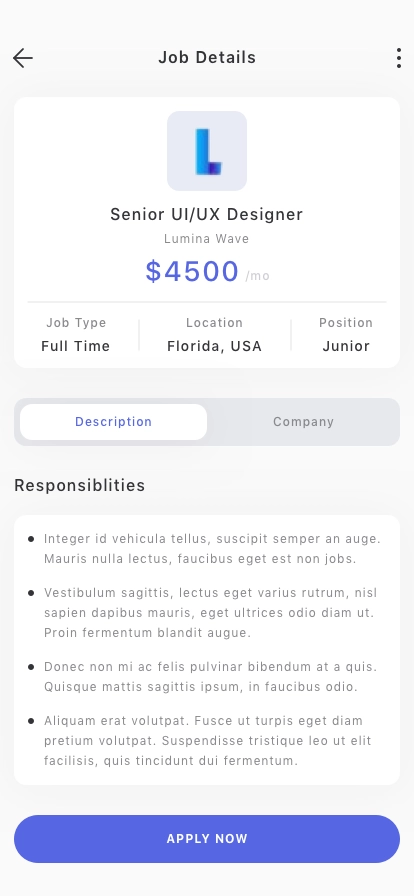 Job Finder Mobile App UI Kit - Screenshot 4