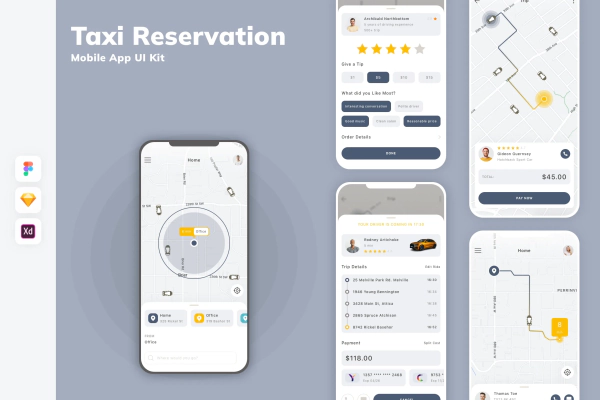 Taxi Reservation Mobile App UI Kit