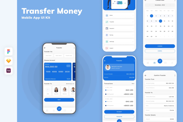 Transfer Money Mobile App UI Kit