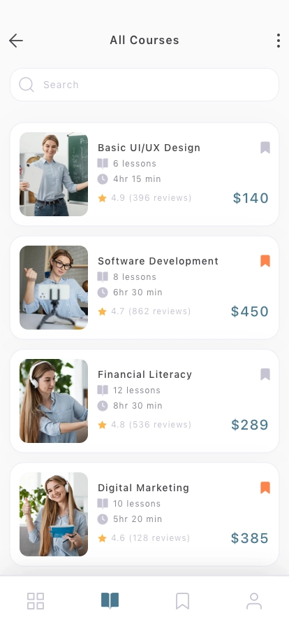 AI Online Course Mobile App UI Kit for Figma, Sketch & XD | UIworkshop