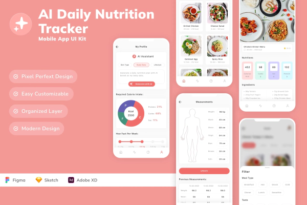 AI Daily Nutrition Tracker Mobile App UI Kit