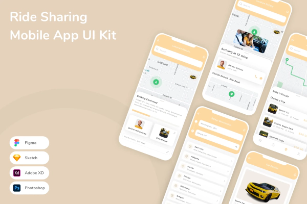 Ride Sharing Mobile App UI Kit
