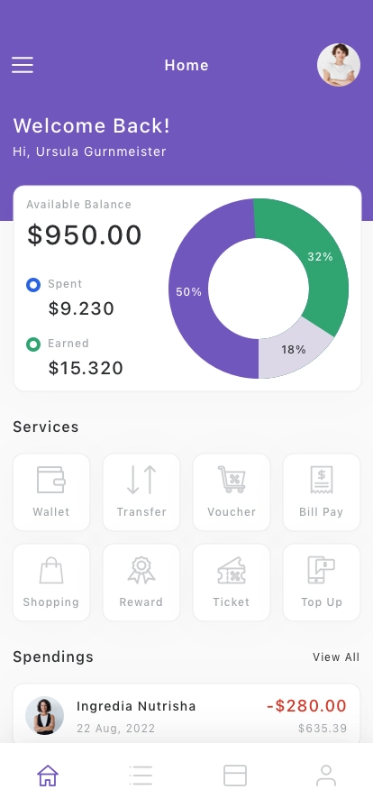 Finance & Wallet Mobile App UI Kit - Screenshot 1