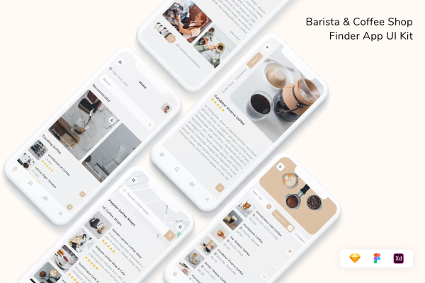 Barista & Coffee Shop Finder App UI Kit