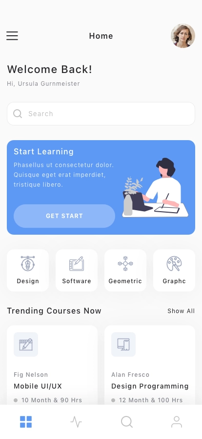 Online Learning Mobile App UI Kit - Screenshot 1
