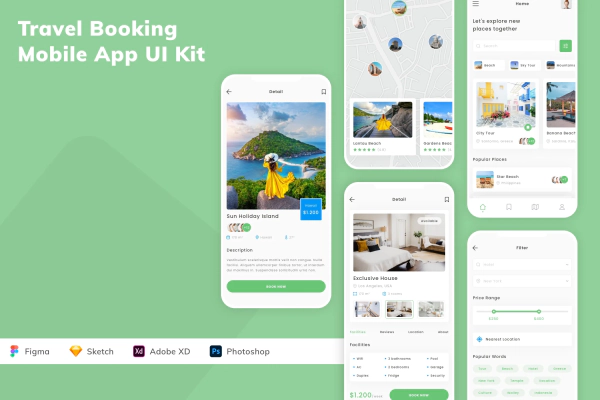 Travel Booking Mobile App UI Kit