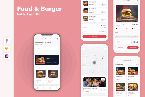 Food & Burger Mobile App UI Kit