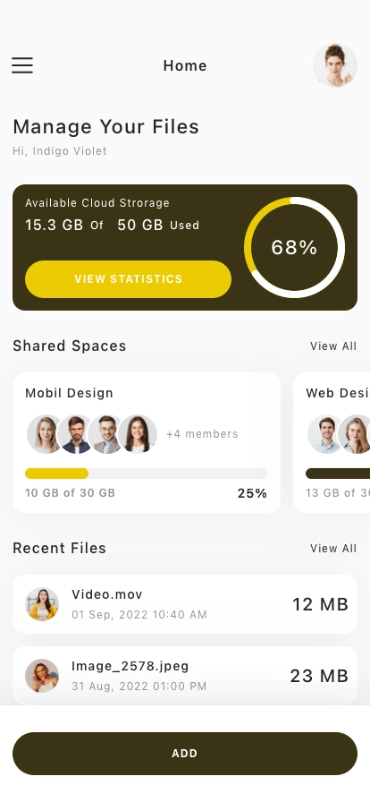 Online Storage Mobile App UI Kit - Screenshot 1