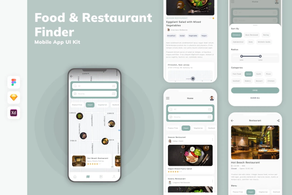 Food & Restaurant Finder Mobile App UI Kit