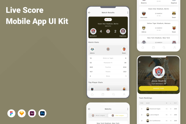 Live Score Mobile App UI Kit