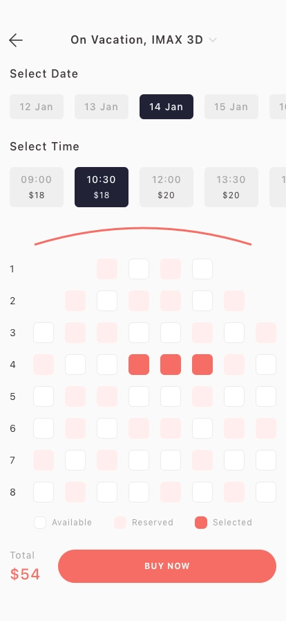 Cinema Ticket Booking Mobile App UI Kit - Screenshot 5