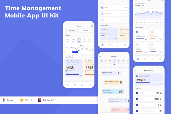 Time Management Mobile App UI Kit