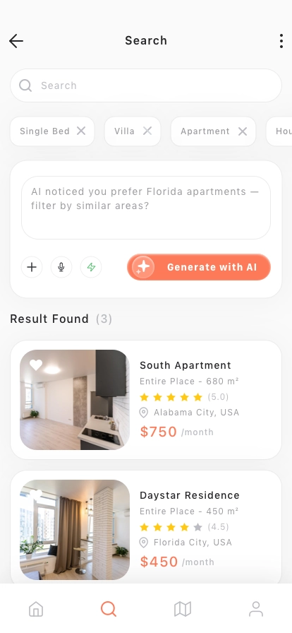 AI Home Rental Mobile App UI Kit - Screenshot 3