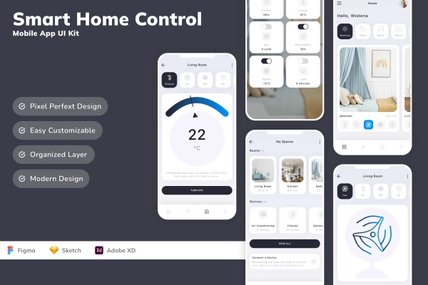 Smart Home Control Mobile App UI Kit