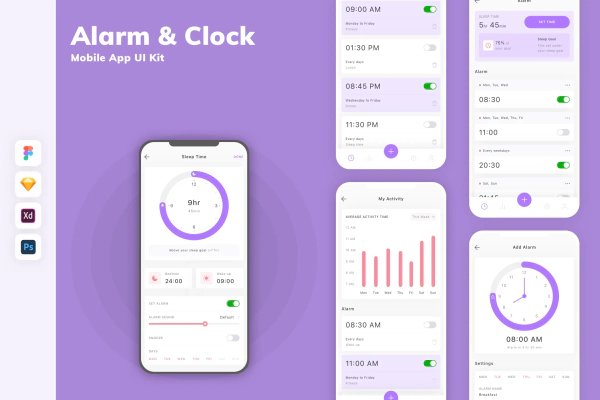 Alarm & Clock Mobile App UI Kit