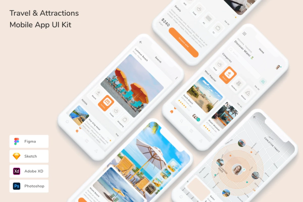Travel & Attractions Mobile App UI Kit