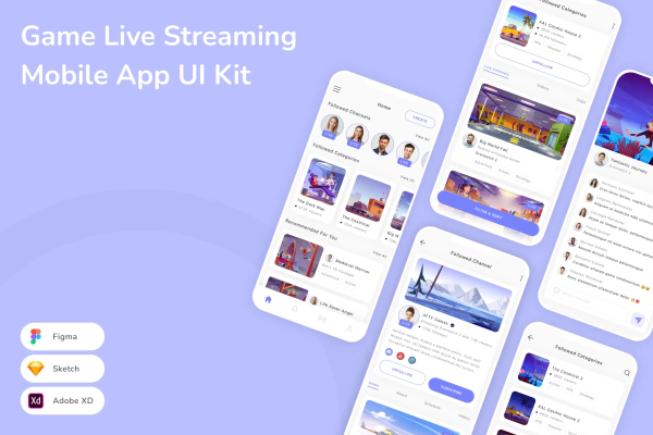 Game Live Streaming Mobile App UI Kit