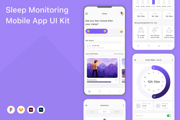 Sleep Monitoring Mobile App UI Kit