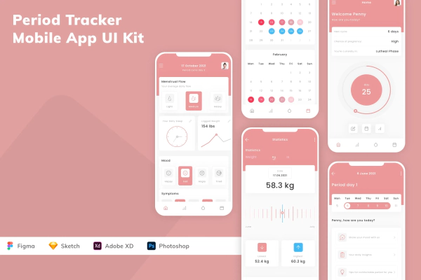 Period Tracker Mobile App UI Kit