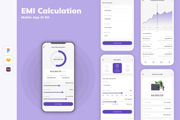 EMI Calculation Mobile App UI Kit