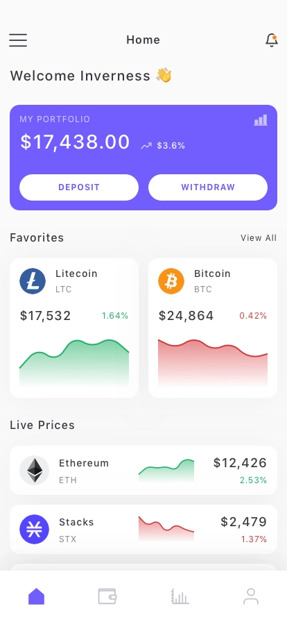 Crypto Market Mobile App UI Kit - Screenshot 1