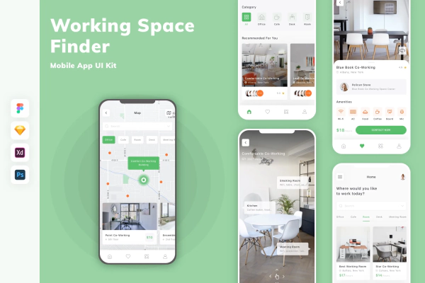 Working Space Finder App UI Kit