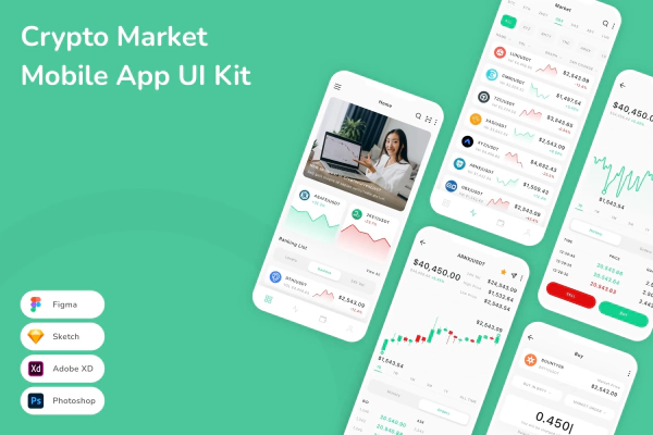 Crypto Market Mobile App UI Kit