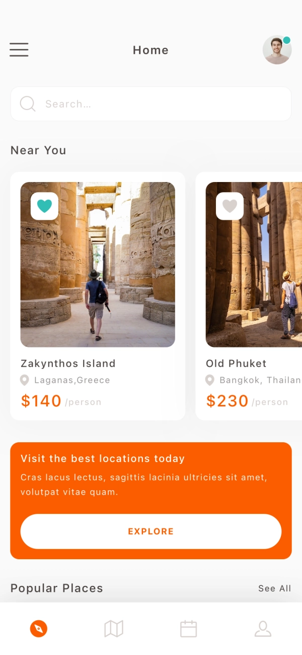 Travel Booking Mobile App UI Kit - Screenshot 1
