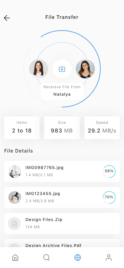 File Transfer Mobile App UI Kit - Screenshot 2