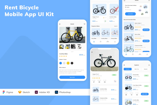 Rent Bicycle Mobile App UI Kit