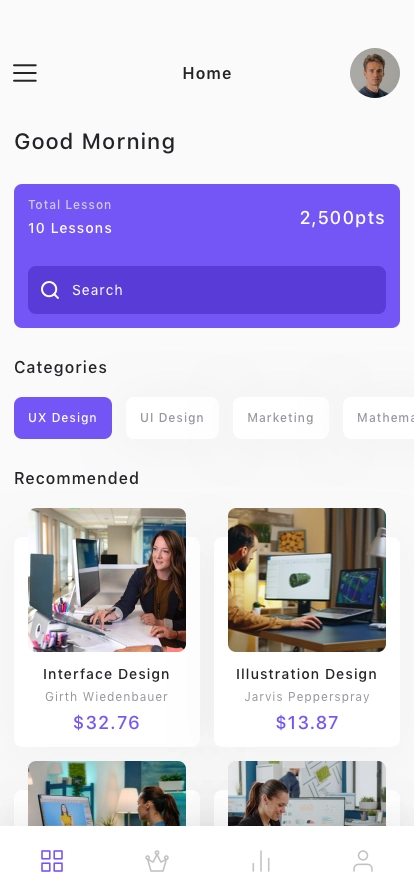 Online Course & Learning Mobile App UI Kit - Screenshot 1
