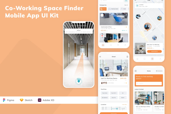 Co-Working Space Finder Mobile App UI Kit
