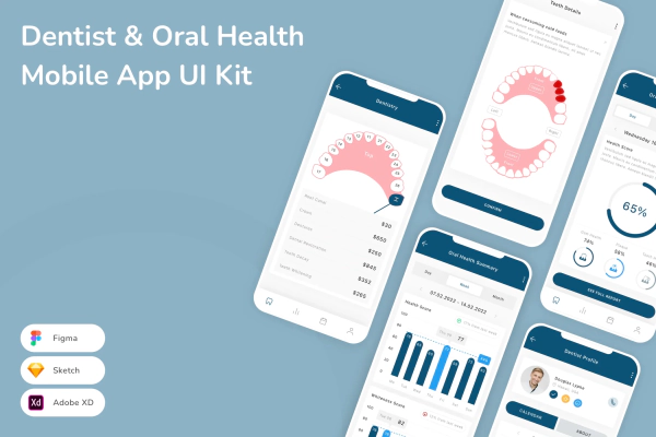 Dentist & Oral Health Mobile App UI Kit