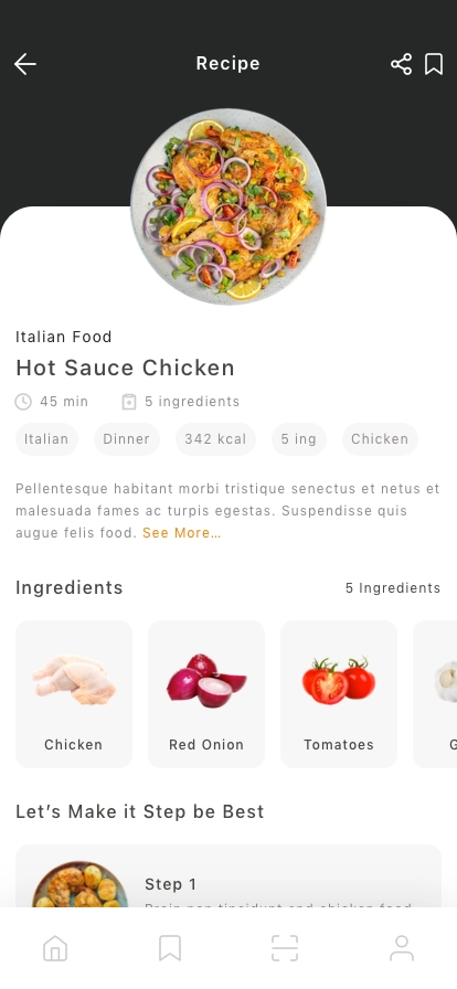 Food Recipe Mobile App UI Kit - Screenshot 2
