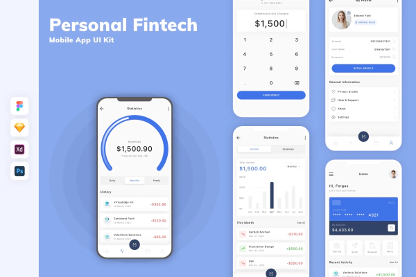 Personal Fintech Mobile App UI Kit