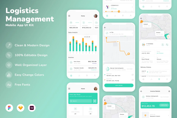 Logistics Management Mobile App UI Kit