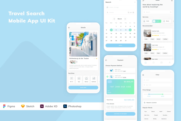 Travel Search Mobile App UI Kit