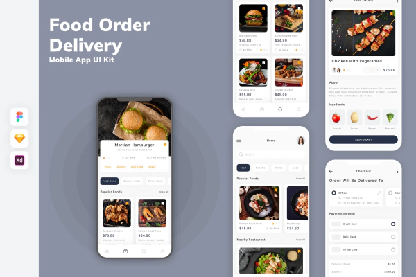 Food Order & Delivery Mobile App UI Kit