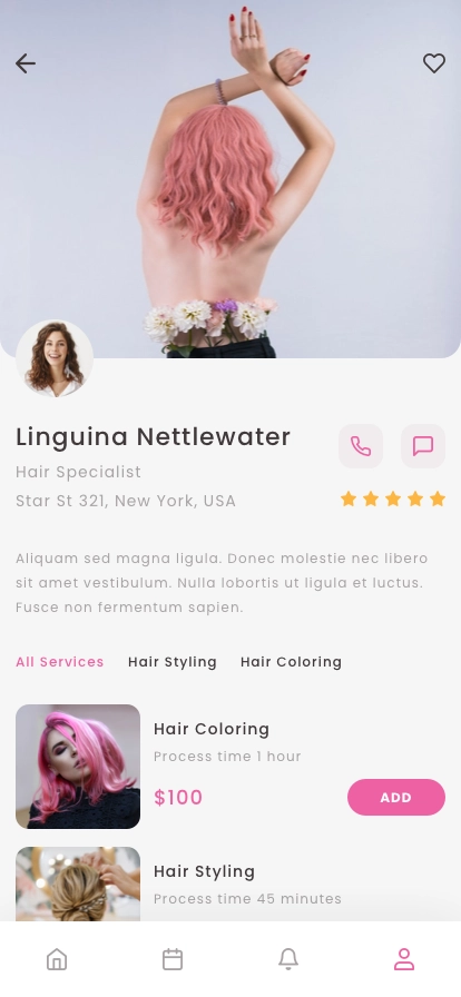 Beauty Salon Mobile App UI Kit - Screenshot 5