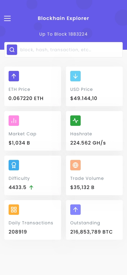 Blockchain Explorer Mobile App UI Kit - Screenshot 1