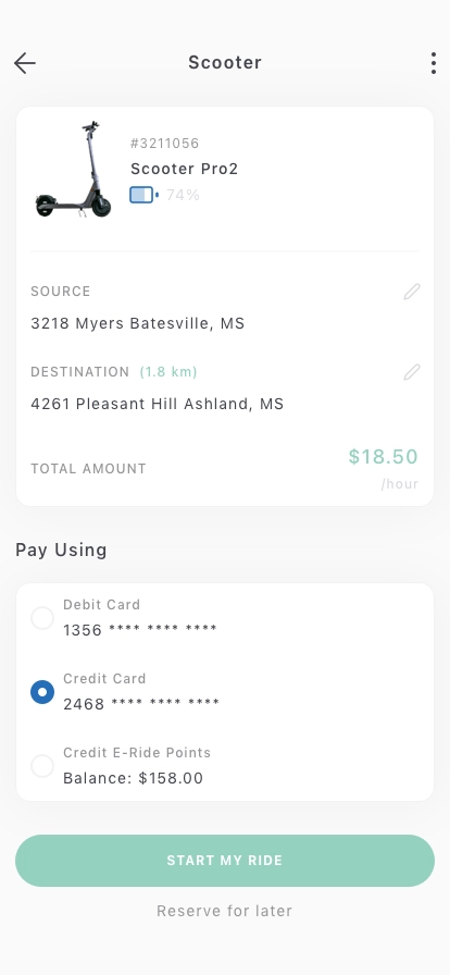 Scooter Hire Mobile App UI Kit - Screenshot 5