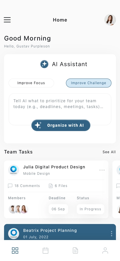 AI Team Coordination Mobile App UI Kit - Screenshot 1