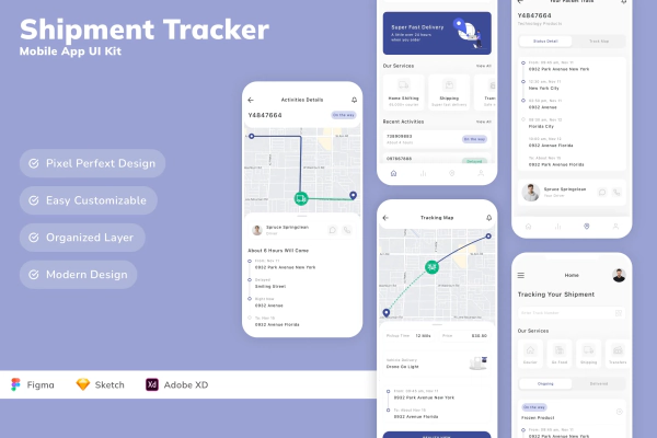 Shipment Tracker Mobile App UI Kit