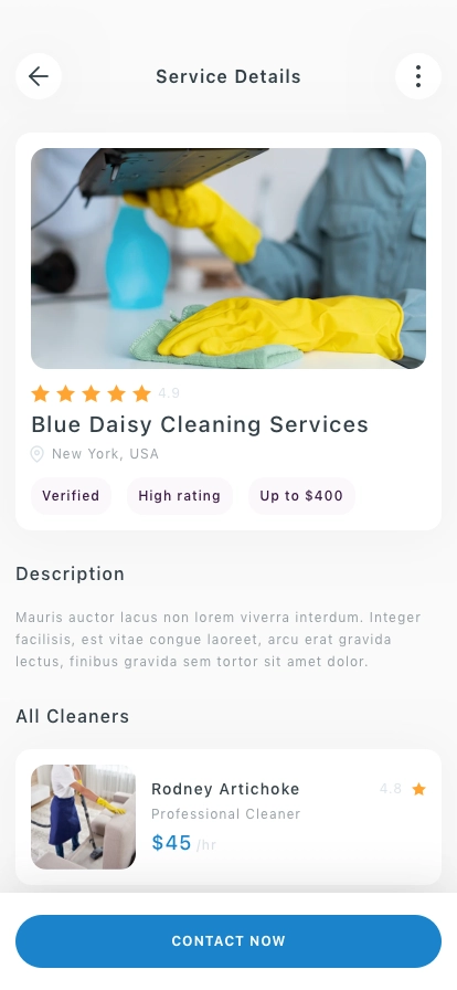Cleaning Service Mobile App UI Kit - Screenshot 4