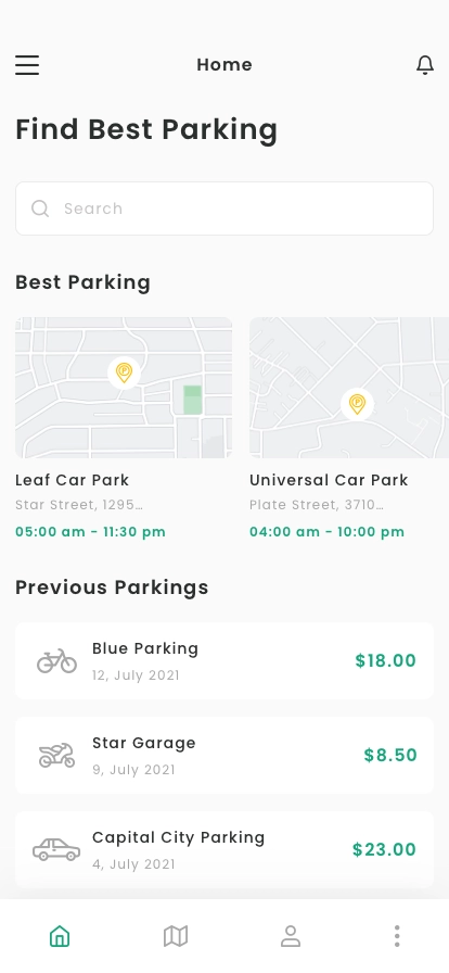 Parking Finder & Parking Garage Mobile App UI Kit - Screenshot 1